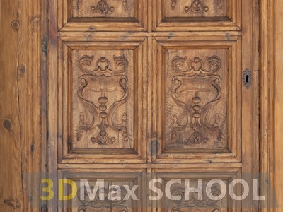 Текстуры деревянных дверей с орнаментами и украшениями - 88